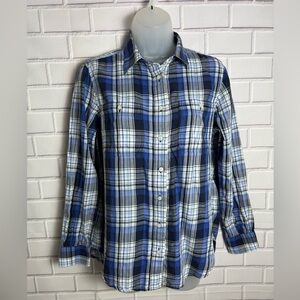 Ralph Lauren Navy and White Long sleeve plaid Checkered Shirt/size S